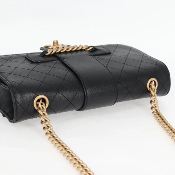 CHANEL Matelasse Chain Shoulder Bag Leather Black Gold CC Auth 118140AM - Picture 9 of 16